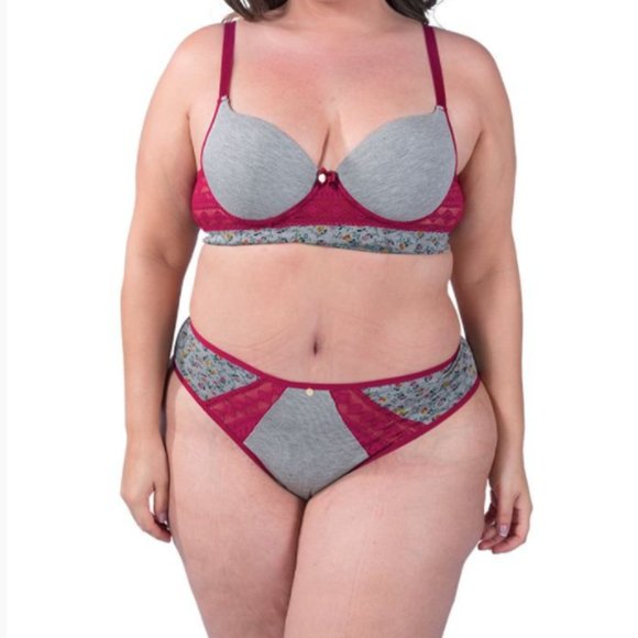 Set bra and panties light gray with pink - Picture 3 of 4